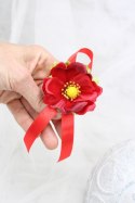 Kotylion na rękę maki lub przypinka do butonierki mak czerwony