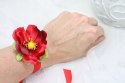 Kotylion na rękę maki lub przypinka do butonierki mak czerwony