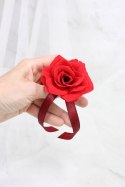 Róża na rękę kotylion lub przypinka do butonierki VELVET czerwona