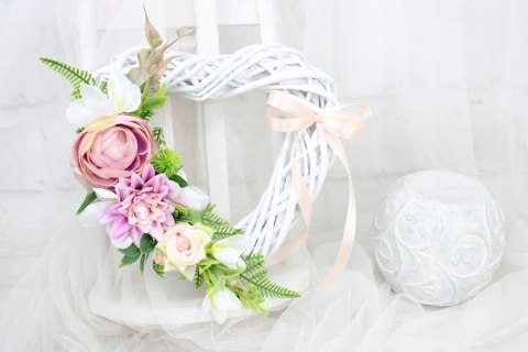 Serce kwiatowe dekoracja domu ozdoba zawieszka na drzwi