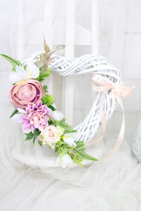 Serce kwiatowe dekoracja domu ozdoba zawieszka na drzwi