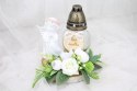Stroik kompozycja na grób aniołek wiązanka ZNICZ plaster
