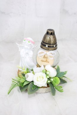 Stroik kompozycja na grób aniołek wiązanka ZNICZ plaster