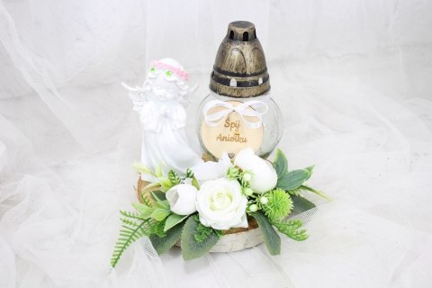 Stroik kompozycja na grób aniołek wiązanka ZNICZ plaster