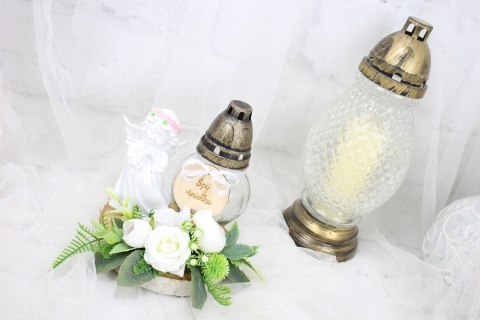 Stroik kompozycja na grób aniołek wiązanka ZNICZ plaster