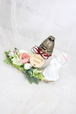 Stroik kompozycja na grób aniołek wiązanka dla Mamy ZNICZ plaster