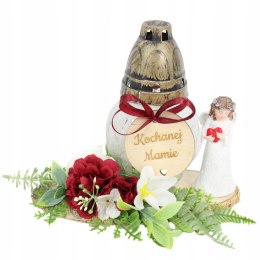 Stroik kompozycja na grób aniołek wiązanka dla Mamy ZNICZ plaster