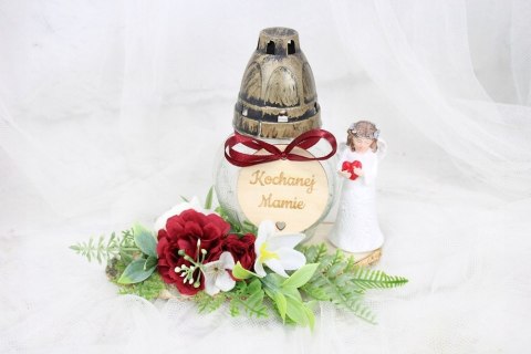 Stroik kompozycja na grób aniołek wiązanka dla Mamy ZNICZ plaster
