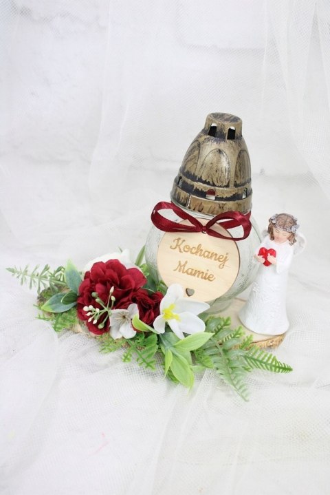 Stroik kompozycja na grób aniołek wiązanka dla Mamy ZNICZ plaster