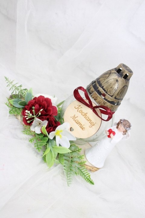 Stroik kompozycja na grób aniołek wiązanka dla Mamy ZNICZ plaster