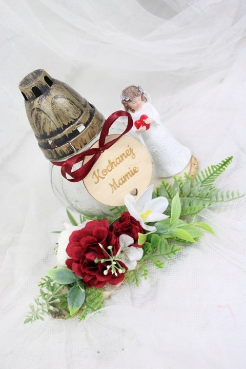 Stroik kompozycja na grób aniołek wiązanka dla Mamy ZNICZ plaster