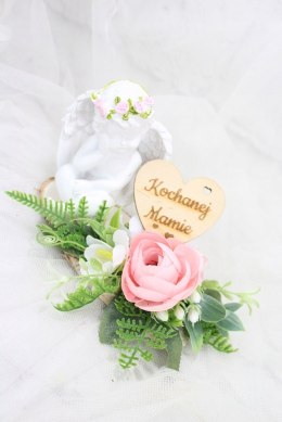 Stroik kompozycja na grób kolumbarium wiązanka ANIOŁEK plaster drewna