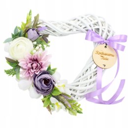 Stroik na cmentarz SERCE kwiaty wiązanka na grób pomnik fiolet