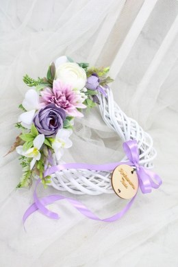 Stroik na cmentarz SERCE kwiaty wiązanka na grób pomnik fiolet