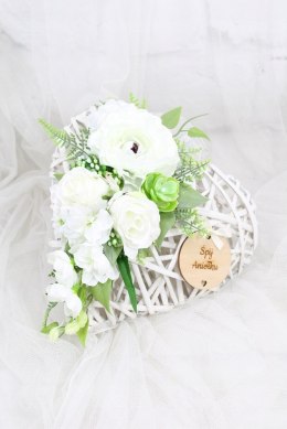 Stroik na cmentarz SERCE kwiaty wiązanka na grób pomnik krem