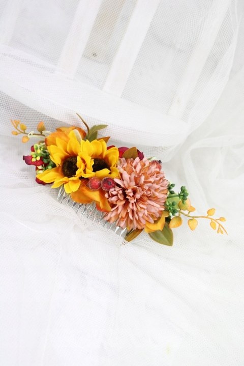 Grzebyk do włosów jesienny ozdoba stroik do koka ślub sesja