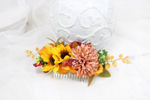 Grzebyk do włosów jesienny ozdoba stroik do koka ślub sesja