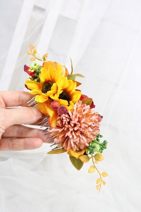 Grzebyk do włosów jesienny ozdoba stroik do koka ślub sesja