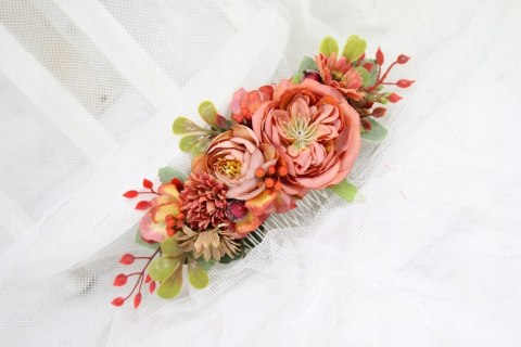 Grzebyk do włosów jesienny ozdoba stroik do koka ślub sesja