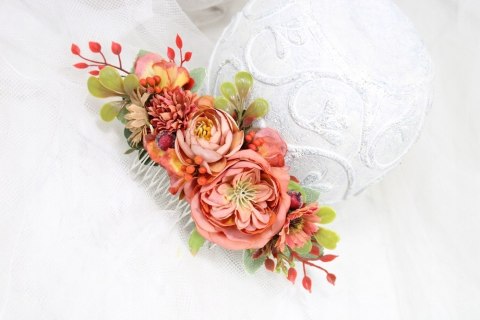 Grzebyk do włosów jesienny ozdoba stroik do koka ślub sesja