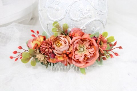 Grzebyk do włosów jesienny ozdoba stroik do koka ślub sesja