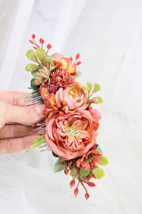 Grzebyk do włosów jesienny ozdoba stroik do koka ślub sesja