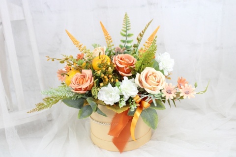Jesienny stroik flower box kwiatowa dekoracja domu dynie Jesienny stroik flower box kwiatowa dekoracja domu dynie