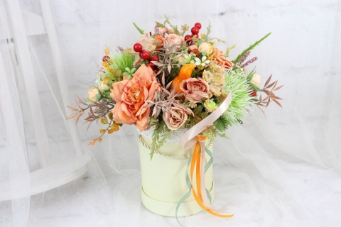 Jesienny stroik flower box wysoki kwiatowa dekoracja domu Jesienny stroik flower box wysoki kwiatowa dekoracja domu