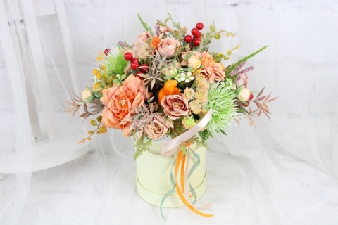 Jesienny stroik flower box wysoki kwiatowa dekoracja domu Jesienny stroik flower box wysoki kwiatowa dekoracja domu