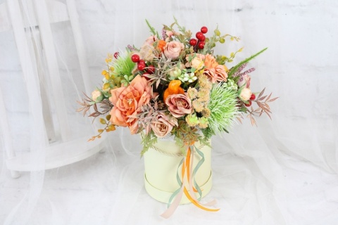 Jesienny stroik flower box wysoki kwiatowa dekoracja domu Jesienny stroik flower box wysoki kwiatowa dekoracja domu