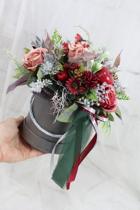 Jesienny stroik flower box kwiatowa dekoracja ozdoba domu BORDO Jesienny stroik flower box kwiatowa dekoracja ozdoba domu BORDO