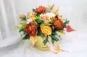 Jesienny stroik flower box prezent kwiatowa dekoracja domu BRĄZ