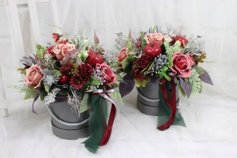Jesienny stroik flower box prezent kwiatowa dekoracja domu BRĄZ Jesienny stroik flower box prezent kwiatowa dekoracja domu BRĄZ