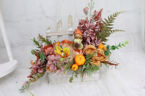 Kompozycja jesienna dekoracja domu jesienny stroik PUDROWY