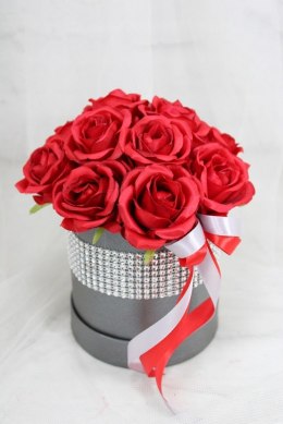 Kwiatowa dekoracja pachnący flower box CZERWIEŃ kwiatowe pudełko glamour