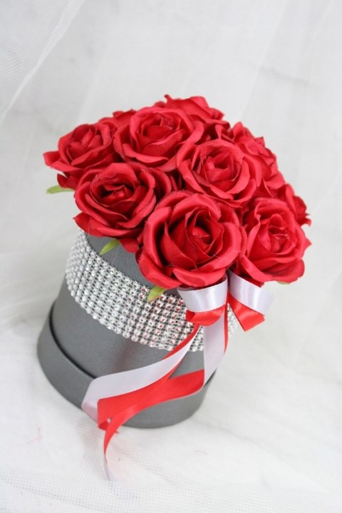 Kwiatowa dekoracja pachnący flower box CZERWIEŃ kwiatowe pudełko glamour Kwiatowa dekoracja pachnący flower box CZERWIEŃ kwiatowe pudełko glamour