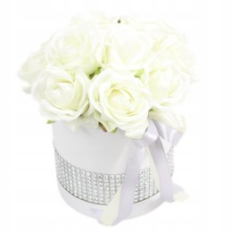 Kwiatowa dekoracja pachnący flower box KREM kwiatowe pudełko glamour