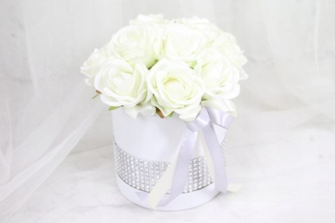 Kwiatowa dekoracja pachnący flower box KREM kwiatowe pudełko glamour Kwiatowa dekoracja pachnący flower box KREM kwiatowe pudełko glamour