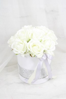 Kwiatowa dekoracja pachnący flower box KREM kwiatowe pudełko glamour