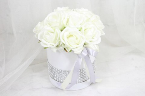 Kwiatowa dekoracja pachnący flower box KREM kwiatowe pudełko glamour Kwiatowa dekoracja pachnący flower box KREM kwiatowe pudełko glamour