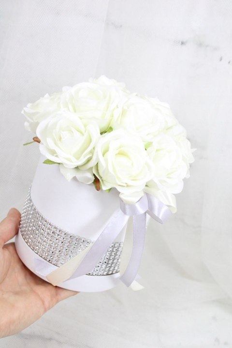 Kwiatowa dekoracja pachnący flower box KREM kwiatowe pudełko glamour Kwiatowa dekoracja pachnący flower box KREM kwiatowe pudełko glamour