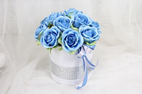 Kwiatowa dekoracja pachnący flower box NIEBIESKI kwiatowe pudełko glamour Kwiatowa dekoracja pachnący flower box NIEBIESKI kwiatowe pudełko glamour