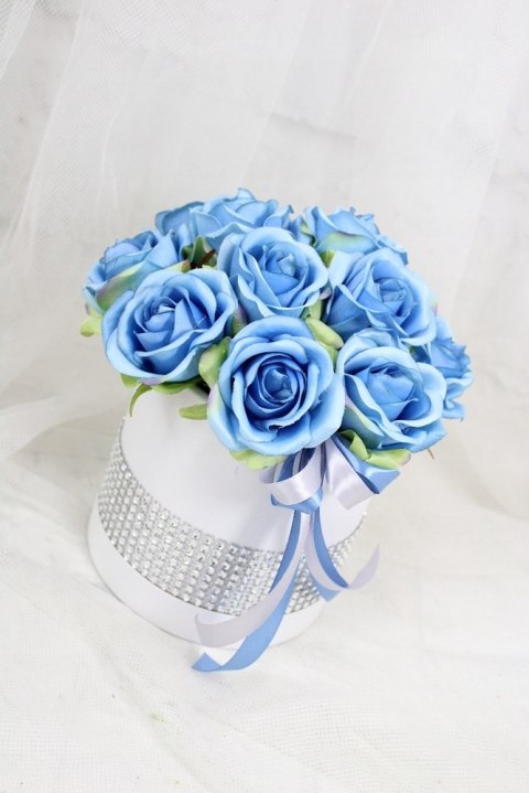 Kwiatowa dekoracja pachnący flower box NIEBIESKI kwiatowe pudełko glamour Kwiatowa dekoracja pachnący flower box NIEBIESKI kwiatowe pudełko glamour