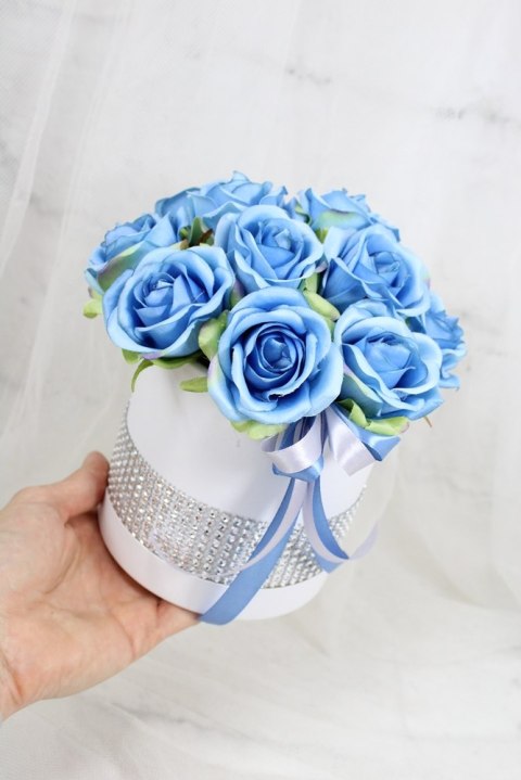 Kwiatowa dekoracja pachnący flower box NIEBIESKI kwiatowe pudełko glamour Kwiatowa dekoracja pachnący flower box NIEBIESKI kwiatowe pudełko glamour