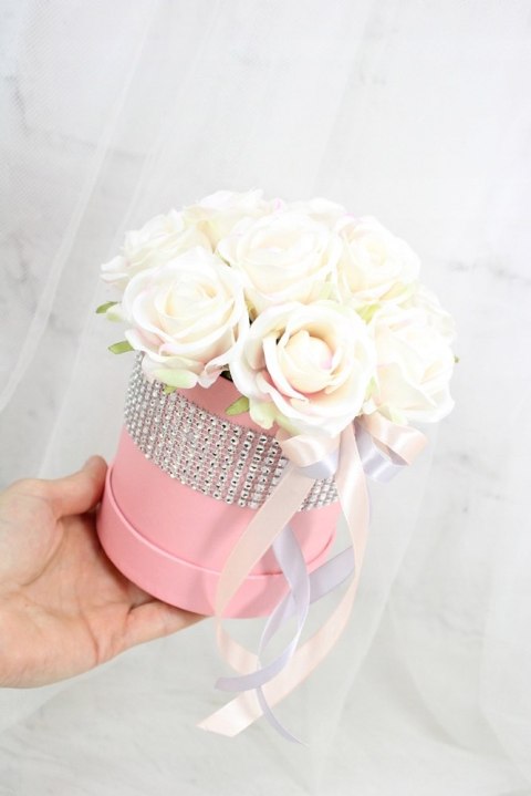 Kwiatowa dekoracja pachnący flower box RÓŻOWY kwiatowe pudełko glamour Kwiatowa dekoracja pachnący flower box RÓŻOWY kwiatowe pudełko glamour