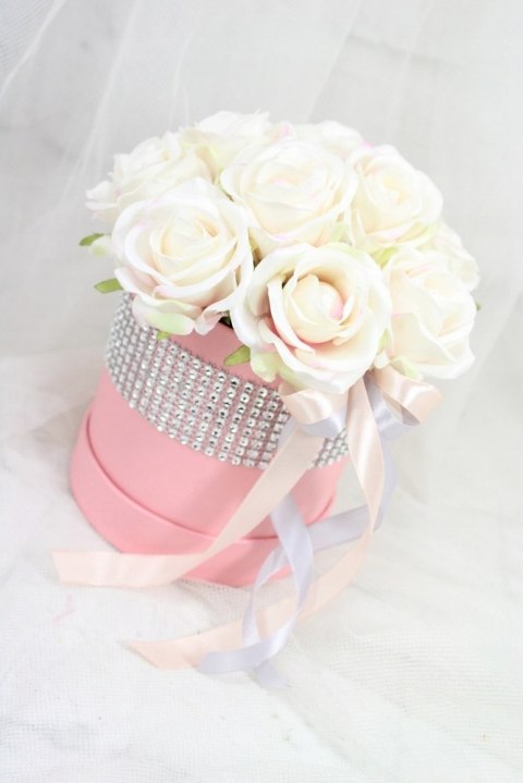 Kwiatowa dekoracja pachnący flower box RÓŻOWY kwiatowe pudełko glamour Kwiatowa dekoracja pachnący flower box RÓŻOWY kwiatowe pudełko glamour