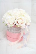Kwiatowa dekoracja pachnący flower box RÓŻOWY kwiatowe pudełko glamour