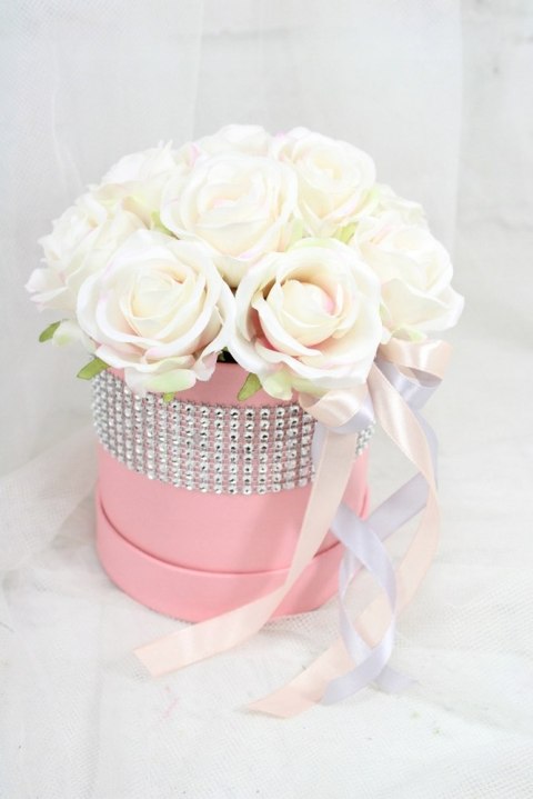 Kwiatowa dekoracja pachnący flower box RÓŻOWY kwiatowe pudełko glamour Kwiatowa dekoracja pachnący flower box RÓŻOWY kwiatowe pudełko glamour