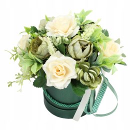 Kwiatowa dekoracja prezent flower box BUTELKOWA ZIELEŃ kwiatowe pudełko