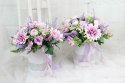 Kwiatowa dekoracja prezent flower box FIOLET kwiatowe pudełko glamour